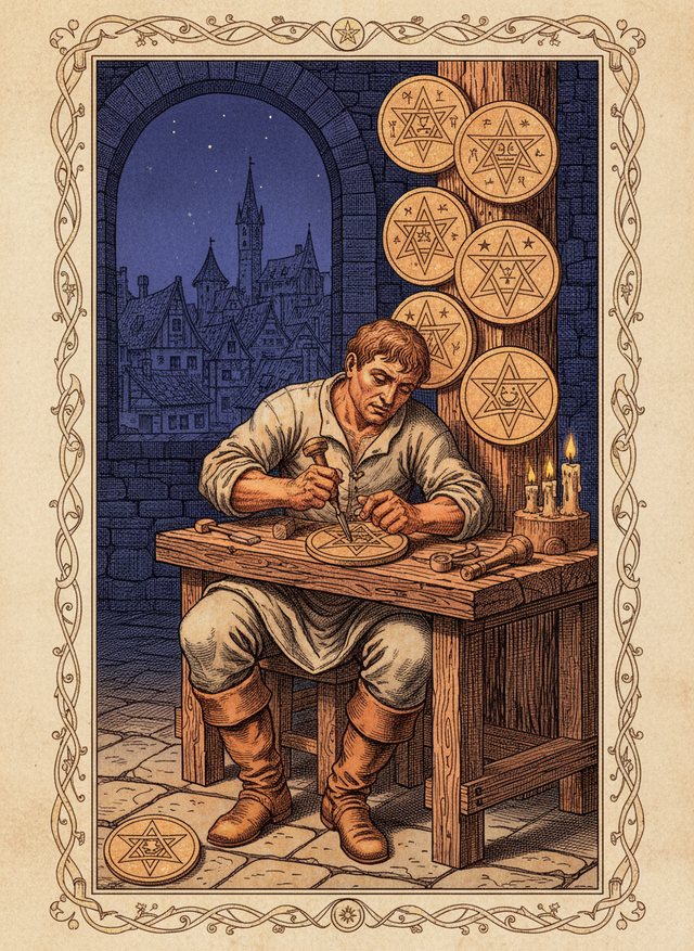 Eight of Pentacles tarot card